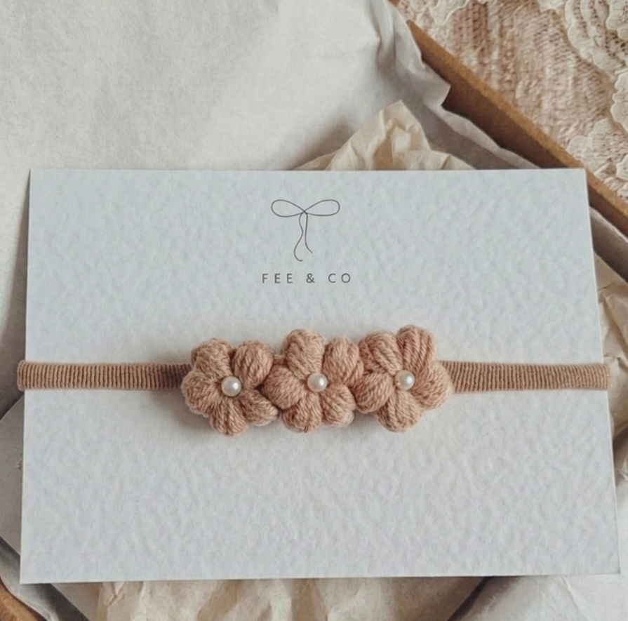 Crochet flowers headband