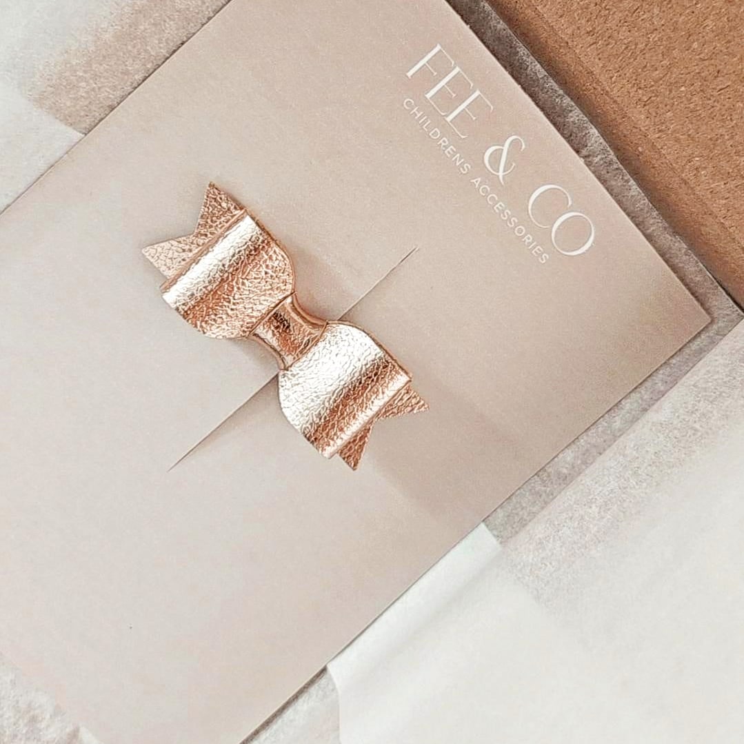 Rose Gold Faux Letherette mini bow