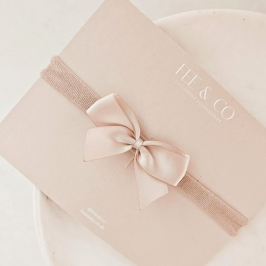 Satin Taupe Bow Headband