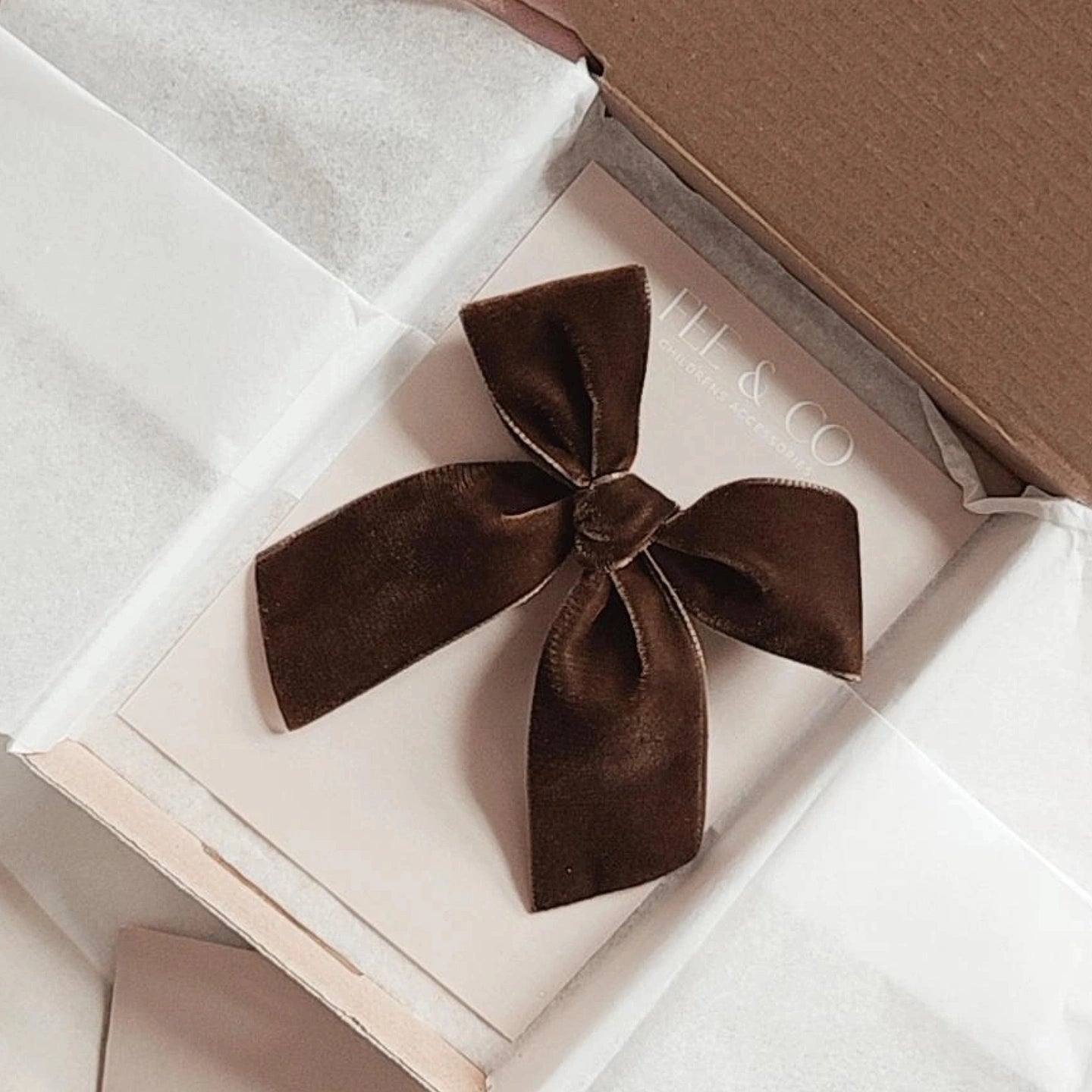 Brown velvet bow