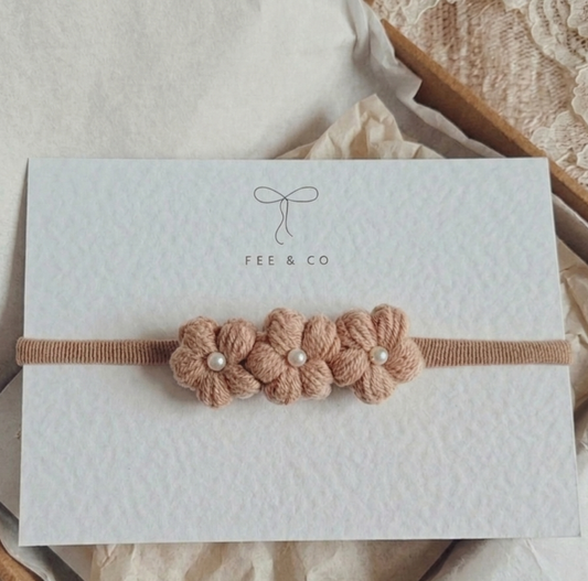 Crochet flowers headband