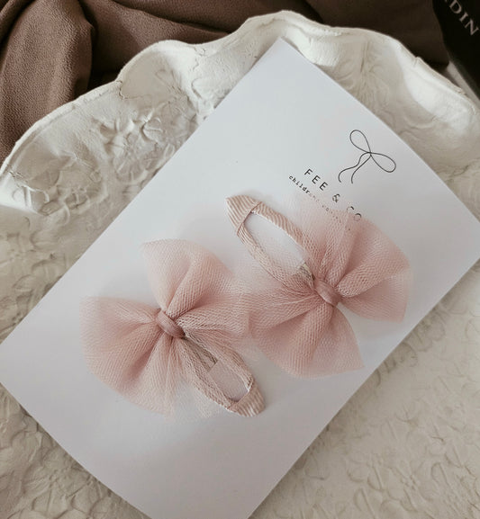 Dusty pink tulle snap clips set