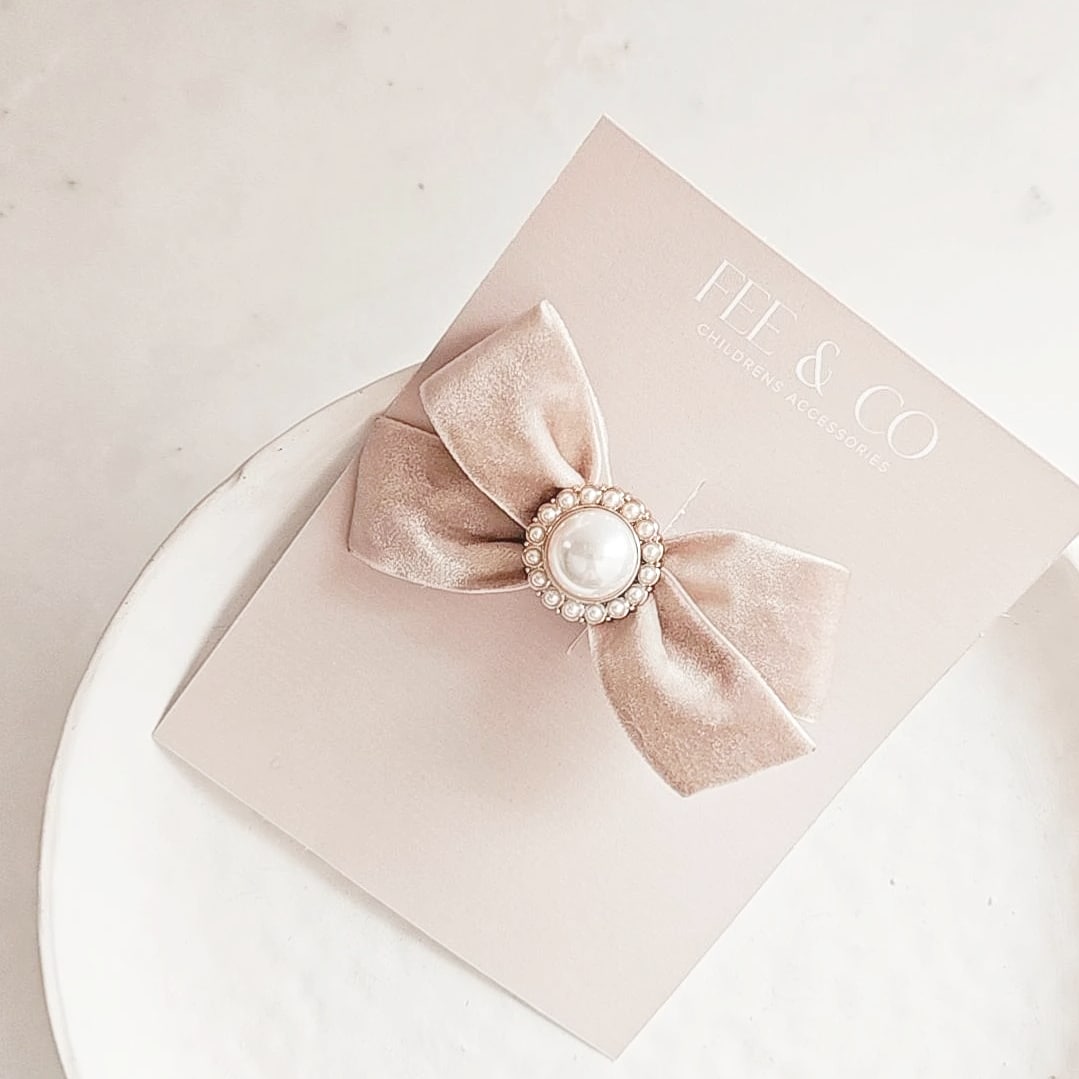 Taupe velvet bow