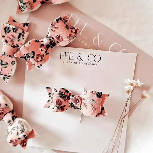 Mini dusty pink floral bow